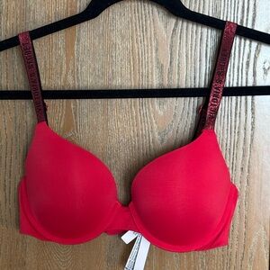 Victoria's Secret Red Bra with Plunge Neckline and Adjustable Straps